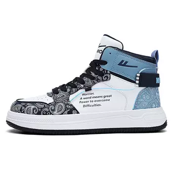 Кроссовки WARRIOR Skateboarding Shoes Men High-top, белый/голубой