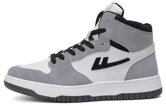 Кроссовки WARRIOR Skateboarding Shoes Men High-top Gray, белый/серый