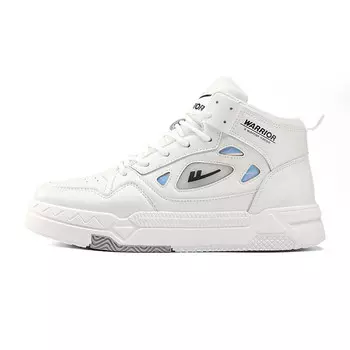 Кроссовки WARRIOR Skateboarding Shoes Men High-top Grey/Black/Blue, белый