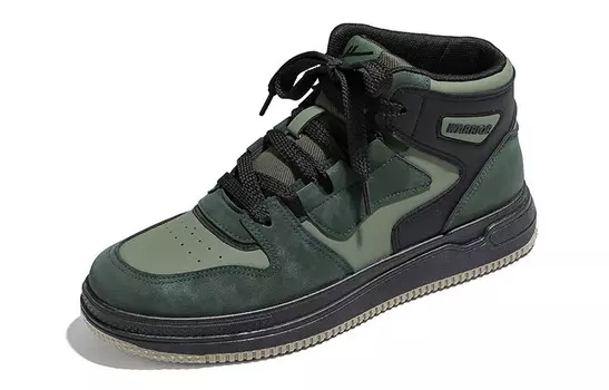 Кроссовки WARRIOR Skateboarding Shoes Men High-top Black, темно-зеленый
