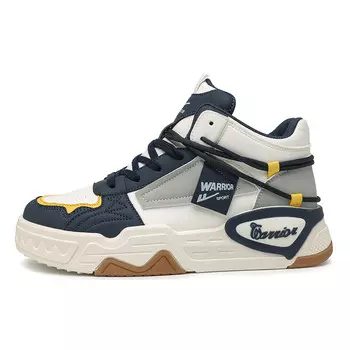 Кроссовки WARRIOR Skateboarding Shoes Men High-top Beige/Dark Blue, бежевый/темно-синий