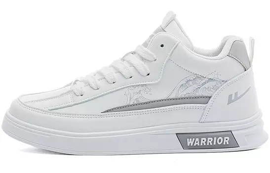 Кроссовки WARRIOR Skateboarding Shoes Men High-top Gray, белый/серый