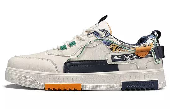 Кроссовки WARRIOR Skateboarding Shoes Men Low-top, белый/зеленый