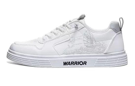 Кроссовки WARRIOR Skateboarding Shoes Men Low-top White/Gray, белый/серый