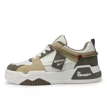 Кроссовки WARRIOR Skateboarding Shoes Men Low-top Brown/khaki, белый