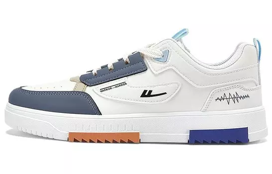 Кроссовки WARRIOR Skateboarding Shoes Men Low-top Blue, бежевый/синий