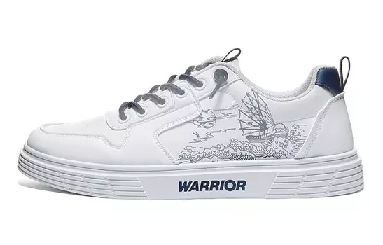Кроссовки WARRIOR Skateboarding Shoes Men Low-top White/Blue, белый/синий