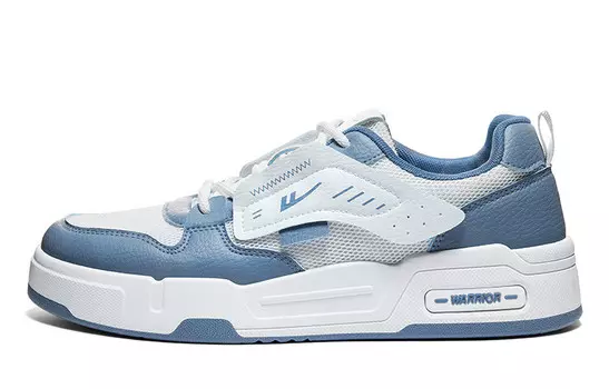 Кроссовки WARRIOR Skateboarding Shoes Men Low-top White/Light Blue, белый/голубой