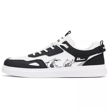 Кроссовки WARRIOR Skateboarding Shoes Men Low-top White, черный/белый