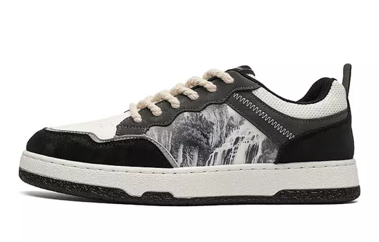 Кроссовки WARRIOR Skateboarding Shoes Men Low-top Black, черный/белый/серый