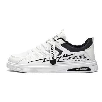 Кроссовки WARRIOR Skateboarding Shoes Men Low-top Black, белый/черный