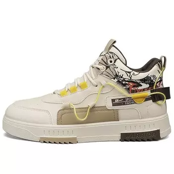 Кроссовки WARRIOR Skateboarding Shoes Men Mid-top, хаки
