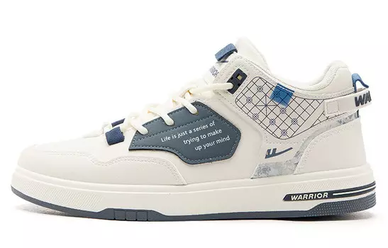 Кроссовки WARRIOR Skateboarding Shoes Men Mid-top Beige/Blue, бежевый/синий