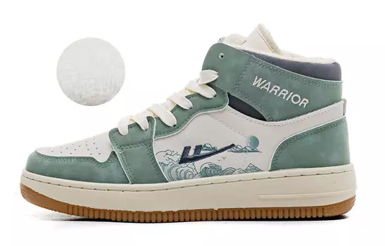 Кроссовки WARRIOR Skateboarding Shoes Unisex High-top Blue/Green, зеленый