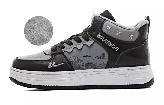 Кроссовки WARRIOR Skateboarding Shoes Unisex High-top Dark Gray, черный