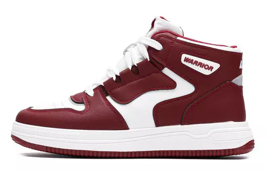 Кроссовки WARRIOR Skateboarding Shoes Unisex High-top Red/white, белый/красный