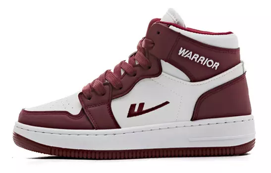 Кроссовки WARRIOR Skateboarding Shoes Unisex High-top Burgundy, белый