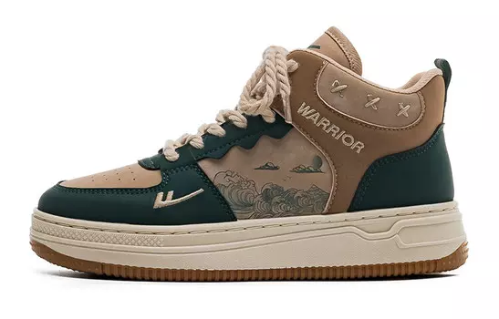 Кроссовки WARRIOR Skateboarding Shoes Unisex High-top Green, зеленый