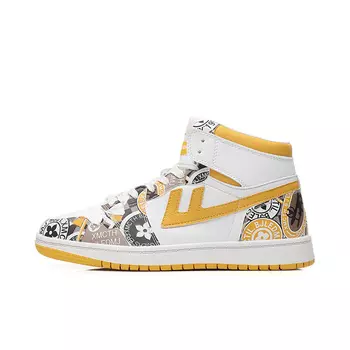 Кроссовки WARRIOR Skateboarding Shoes Unisex High-top Black/Brown, белый/желтый