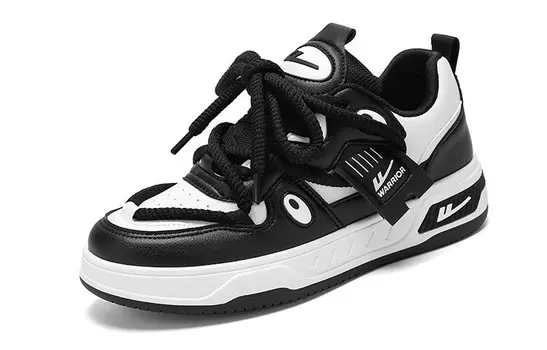Кроссовки WARRIOR Skateboarding Shoes Unisex Low-top Black/white, черный