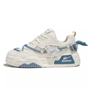 Кроссовки WARRIOR Skateboarding Shoes Unisex Low-top Blue, бежевый/синий