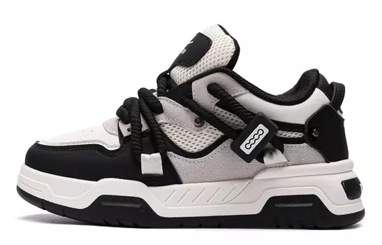 Кроссовки WARRIOR Skateboarding Shoes Unisex Low-top Black, бежевый/черный