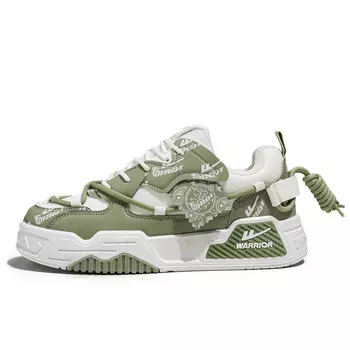 Кроссовки WARRIOR Skateboarding Shoes Unisex Low-top White, зеленый