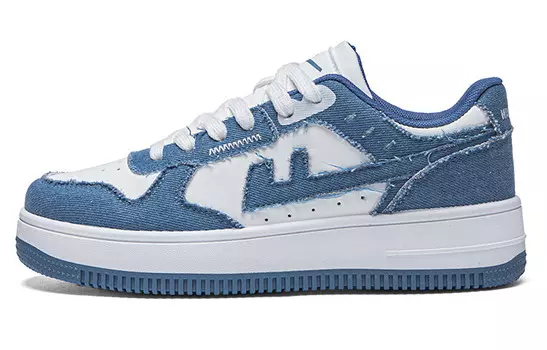 Кроссовки WARRIOR Skateboarding Shoes Unisex Low-top White/Blue, белый/синий