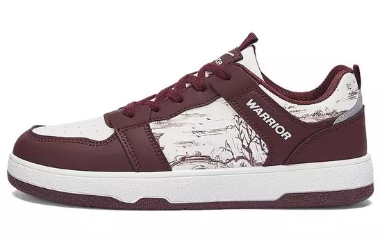 Кроссовки WARRIOR Skateboarding Shoes Unisex Low-top Burgundy, белый