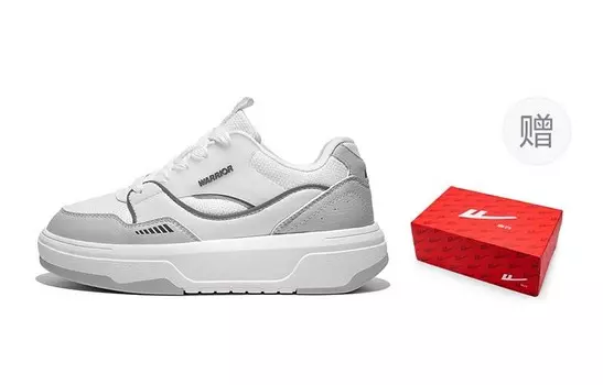 Кроссовки WARRIOR Skateboarding Shoes Unisex Low-top Gray, белый/серый