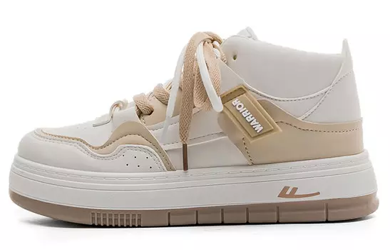 Кроссовки WARRIOR Skateboarding Shoes Women's High-top, белый/хаки