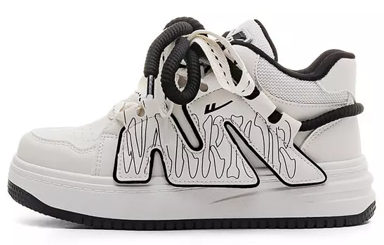 Кроссовки WARRIOR Skateboarding Shoes Women's High-top Beige/Black, бежевый/черный