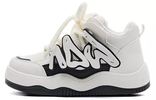 Кроссовки WARRIOR Skateboarding Shoes Women's High-top Beige/Black, бежевый/черный