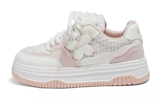 Кроссовки WARRIOR Skateboarding Shoes Women's Low-top Pink, белый/красный