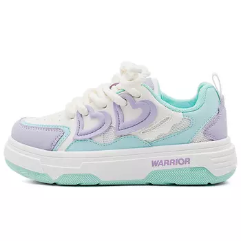Кроссовки WARRIOR Skateboarding Shoes Women's Low-top White/Purple/Green, белый/фиолетовый/зеленый