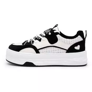 Кроссовки WARRIOR Skateboarding Shoes Women's Low-top Black, белый/черный
