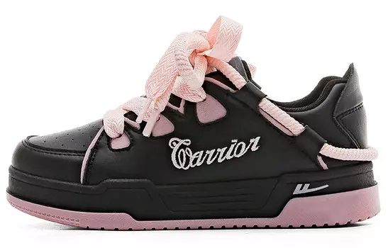 Кроссовки WARRIOR Skateboarding Shoes Women's Low-top Black/powder, черный/розовый