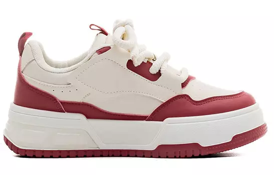 Кроссовки WARRIOR Skateboarding Shoes Women's Low-top Beige/Red, бежевый/красный