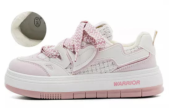 Кроссовки WARRIOR Skateboarding Shoes Women's Low-top White/Pink, розовый