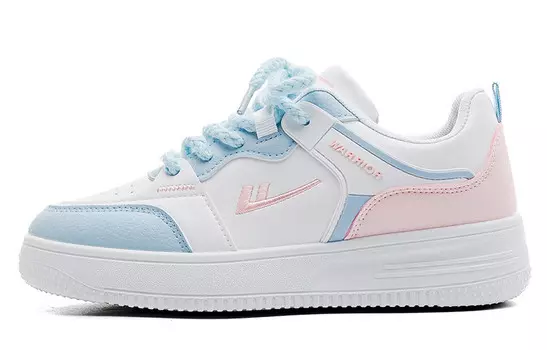Кроссовки WARRIOR Skateboarding Shoes Women's Low-top White/Blue/Pink, белый/синий/розовый
