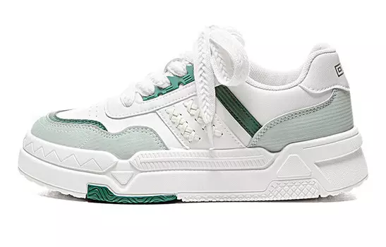 Кроссовки WARRIOR Skateboarding Shoes Women's Low-top White, зеленый