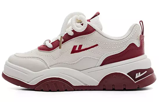 Кроссовки WARRIOR Skateboarding Shoes Women's Low-top Beige/Red, бежевый/красный