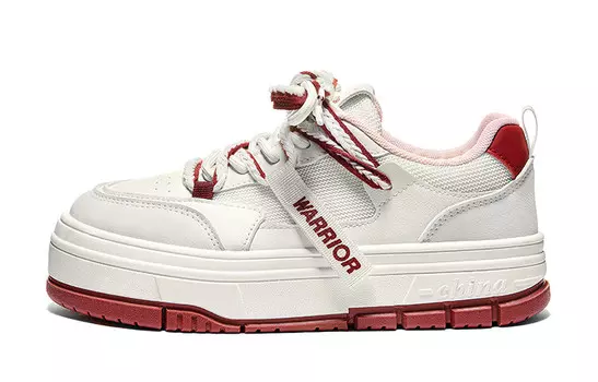 Кроссовки WARRIOR Skateboarding Shoes Women's Low-top Beige/Red, бежевый/красный