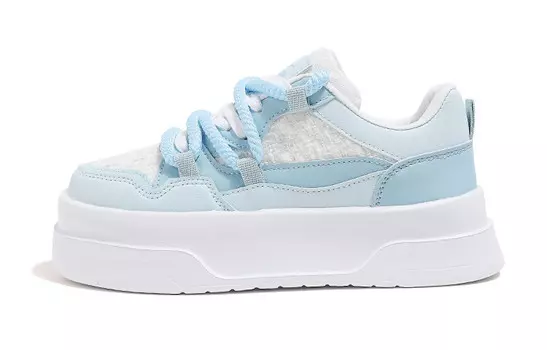 Кроссовки WARRIOR Skateboarding Shoes Women's Low-top Beige, синий/бежевый