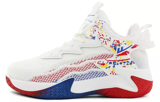 Кроссовки WARRIOR Vintage Basketball Shoes Men High-top White, белый/красный