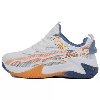 Кроссовки WARRIOR Vintage Basketball Shoes Unisex Low-top White Orange Blue, белый/оранжевый/синий