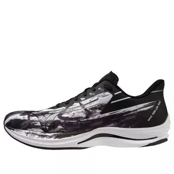 Кроссовки wave rebellion sonic 'white black paint stroke' Mizuno, черный