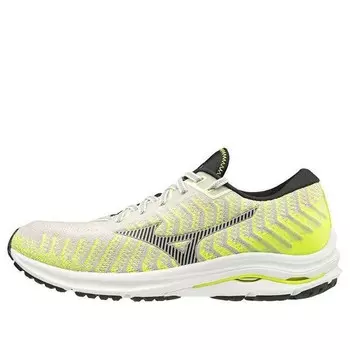 Кроссовки wave rider 24 waveknit 'yellow grey white' Mizuno, желтый