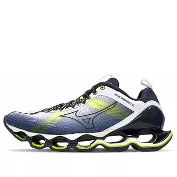 Кроссовки wave x 10 shock absorption non-slip wear-resistant low tops white green 'black yellow blue' Mizuno, черный