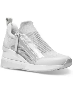 Кроссовки Willis Knit Trainer Wedge на клиновидной подошве Michael Kors, серебряный